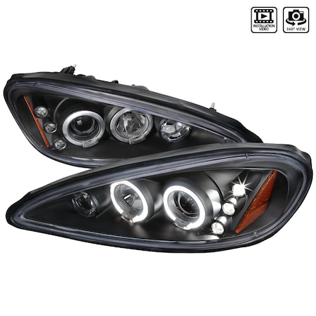 Spec-D Tuning 99-05 Pontiac Grand Am Halo LED Projector Black 2LHP-GAM99JM-TM
